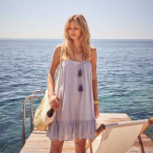 SEZANE Blue White Striped Naxos Dress sz 40 US 8